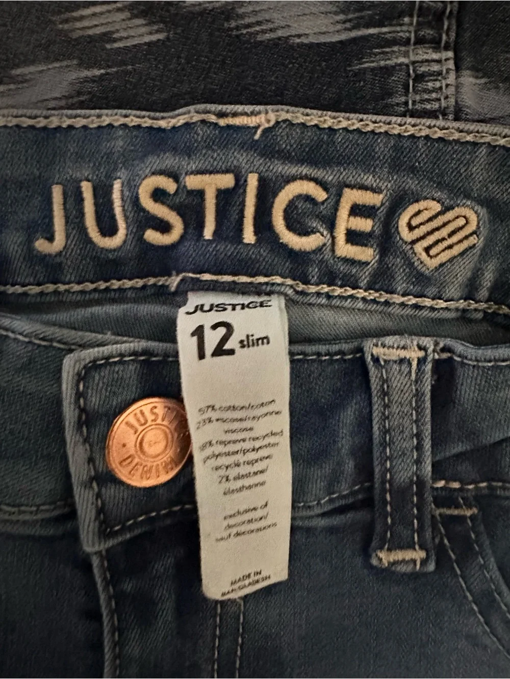 Justice Girls' Blue Patterned & Washed Simply Low Rise Jeans - 2-Pack | Size 12S